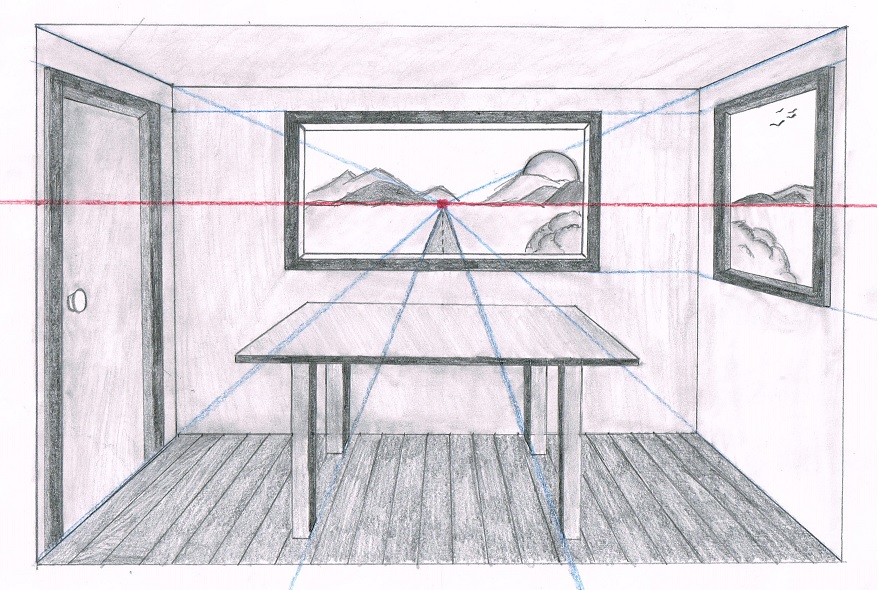 Drawing a room in one point perspective