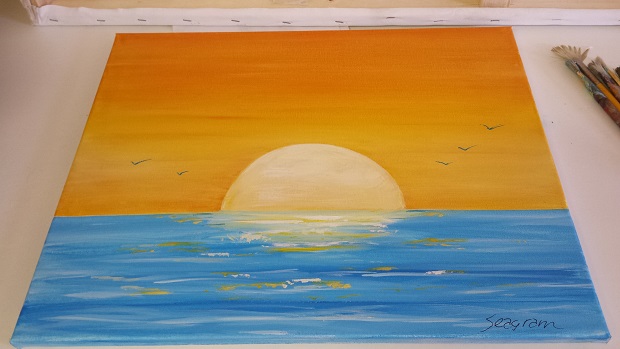 How To Paint A Sunset – Acrylic Seascape Painting Lesson