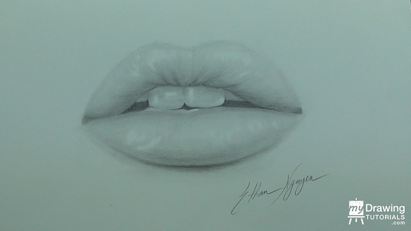 How To Draw Realistic Lips (Glossy Lips)